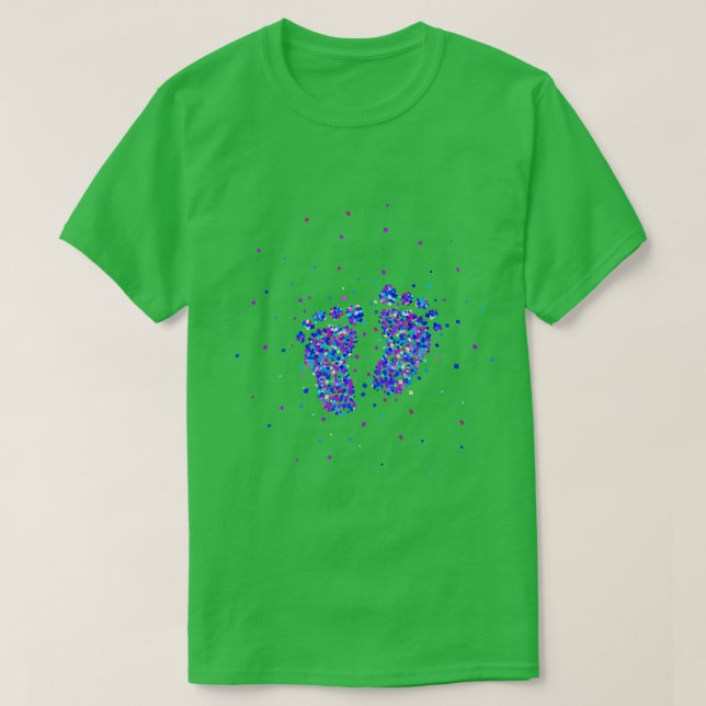 T-shirt Grossesse Faire-part bébé pieds garçon (Design devant)