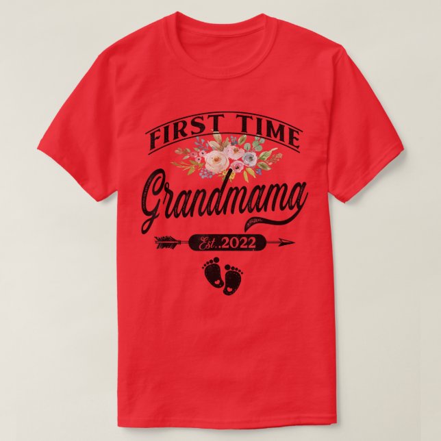 T-shirt Grossesse Faire-part Première fois grand-mère Est (Design devant)