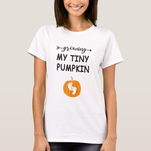 T-shirt Grossir ma petite grossesse Citrouille Thanksgivin (Devant)