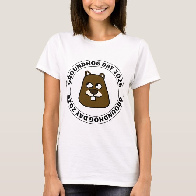 T-shirt Groundhog Day 2026 with Groundhog face (Devant)
