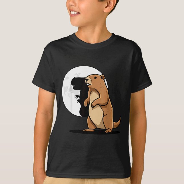 T-shirt Groundhog Shadow Dinosaur Puppet Happy Groundhog D (Devant)