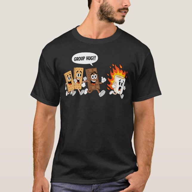 T-shirt Group Hug Marshmallow Campfire Smores Funny Campin (Devant)
