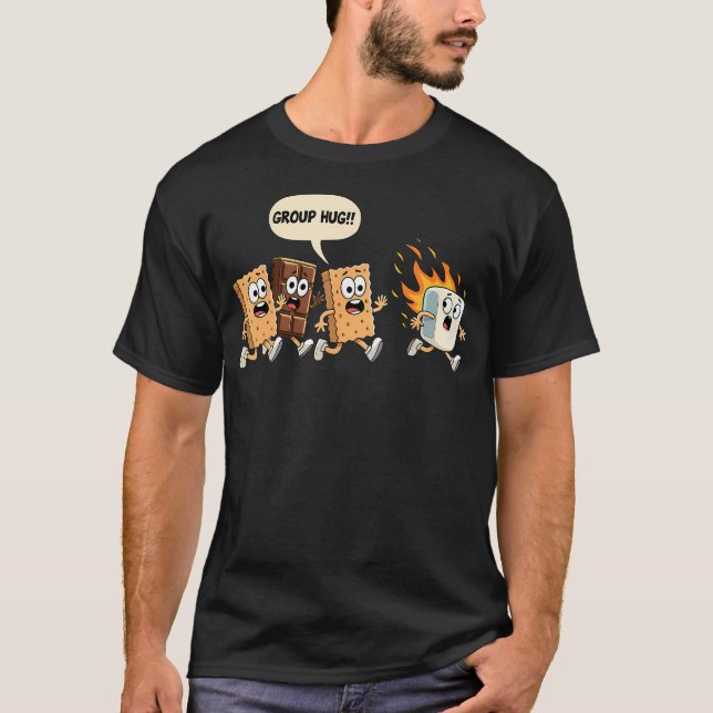 T-shirt Group Hug Marshmallow Campfire Smores Funny Campin (Devant)