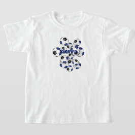 T-shirt groupe de balles de football noir bleu nom de l'at