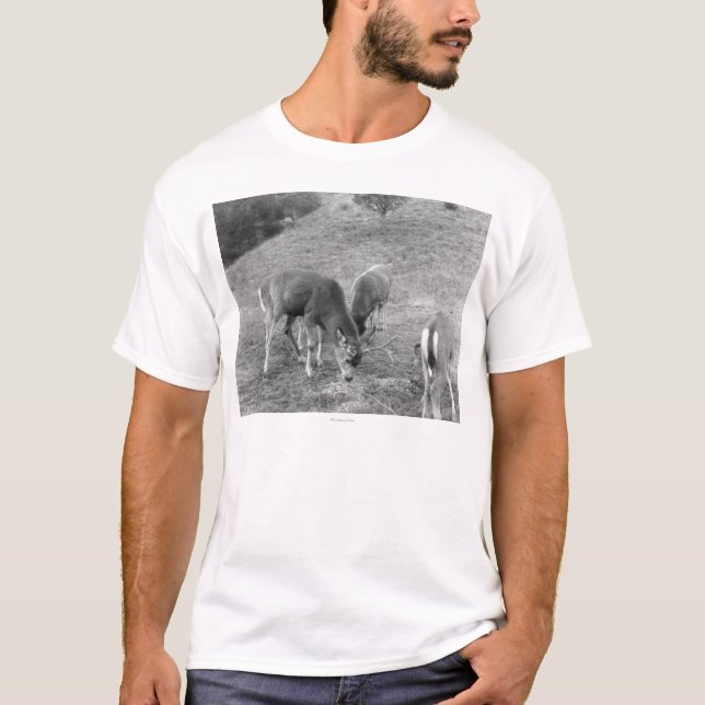 T-shirt Groupe de cerfs communs à la photographie de Hot (Devant)