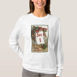 T-shirt Groupe d'enfants se cachant derrière le calendrie