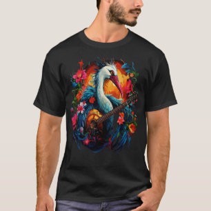 T-shirt Grue blanche Jouer de la guitare