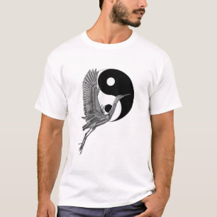 T-shirt Grue blanche Tai Chi Yin Yang Qi Gong Illustration