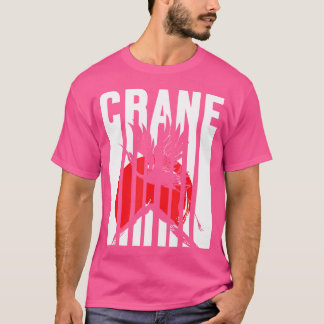 T-shirt Grue Commune Japon Oiseau Rouge Soleil Nature Orig
