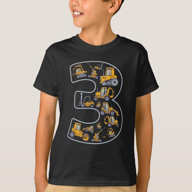 T-shirt Grue de chantier de 3e anniversaire 3 ans (Devant)