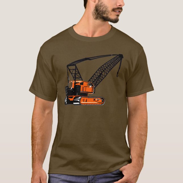 T-shirt Grue de construction orange (Devant)