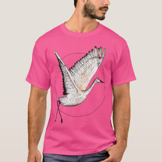 T-shirt Grue de Sandhill volante Illustration Grue de grue