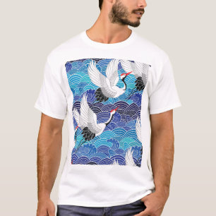 T-shirt Grue japonaise : Motif orné d'oiseaux.