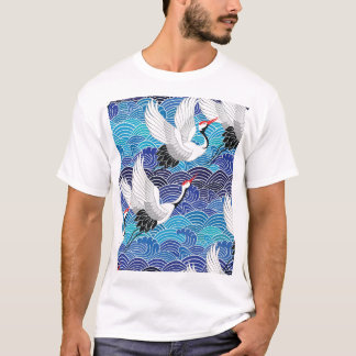 T-shirt Grue japonaise : Motif orné d'oiseaux.