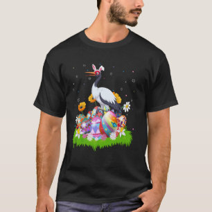 T-shirt Grue Oiseau Chasse aux œufs de Pâques Lapin Oreill