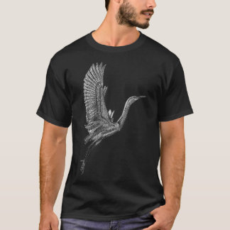 T-shirt Grue volante blanche Tai Chi Illustration Qi Gong