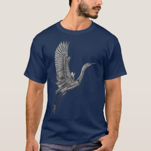 T-shirt Grue volante blanche Tai Chi Illustration Qi Gong