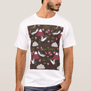 T-shirt Grues japonaises : Motif traditionnel sans couture