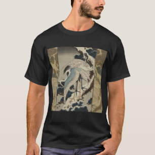 T-shirt Grues sur un pin couvert de neige Hokusai