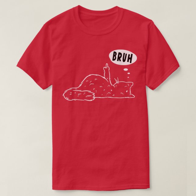 T-shirt Grumeux têtu Chat à doigt moyen Kitty Curse Bruh (Design devant)
