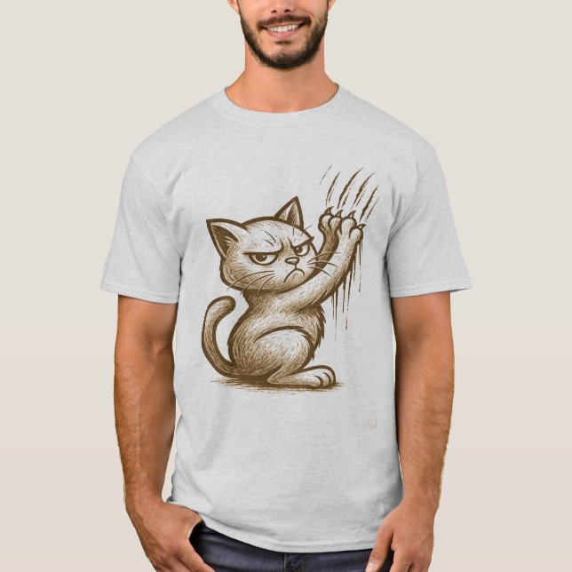 T-shirt Grumpy Cat Scratch Attack – Expressive Feline Art (Devant)
