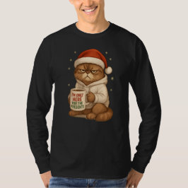 T-shirt Grumpy Christmas Cat with Santa Hat