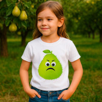 Grumpy Fuzzy Pear Visage Fruit drôle Caractère