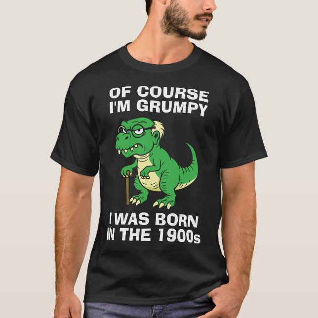 T-shirt Grumpy millennial or boomer T-Rex (Devant)