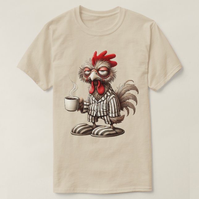 T-shirt Grumpy Rooster Morning - Café d'abord! (Design devant)