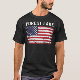 T-shirt Grunge American Flag Forest Lake