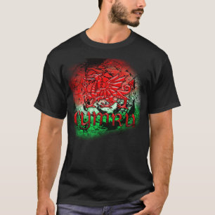 T-shirt grunge avec le dragon et le Cymru de