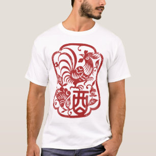 T-shirt Grunge chinoise de coq de zodiaque