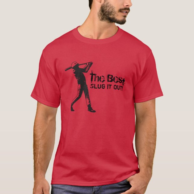 T-shirt Grunge de noir de joueur de baseball de cogneur (Devant)