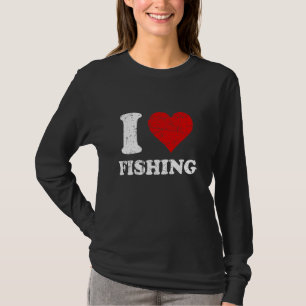 T-shirt Grunge détendu Style épuisé I Love Fishing