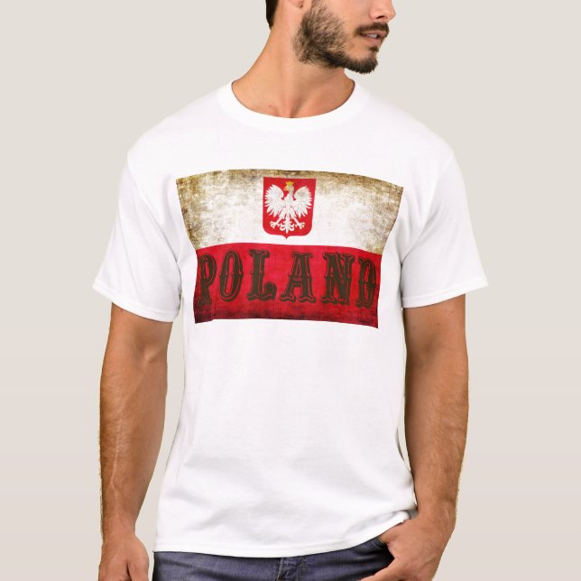 T-shirt Grunge du drapeau polonais (Devant)