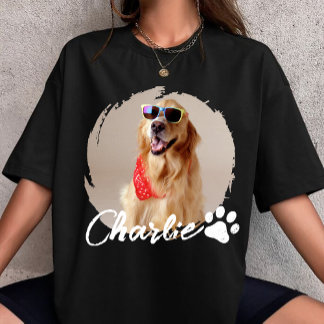 T-shirt Grunge simple moderne personnalisé Photo et nom de