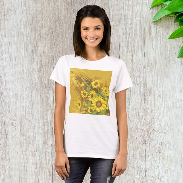 T-shirt Grunge Tournesol Art Bold Rustique Jaune Floral (Créateur téléchargé)