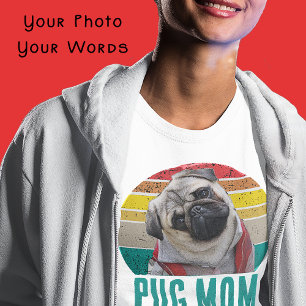 T-shirt Grunge Vintage Carlin en détresse Photo Chien Mama
