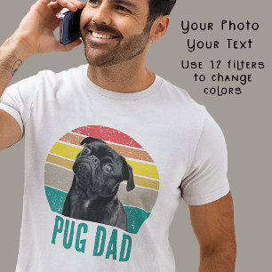 T-shirt grunge vintage déchiré Pug photo papa chie