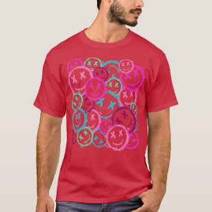 T-shirt Grunge Vintage Graffiti Street Art Sourires rose