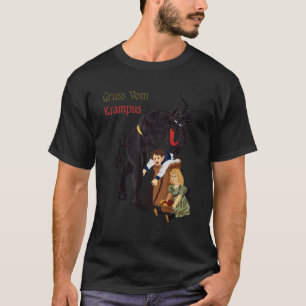 T-shirt Gruss Vom Krampus Germanique Démon de Noël T Chemi