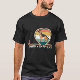T-shirt GSD035 - Retro German Shepherd Heartbeat Vintage