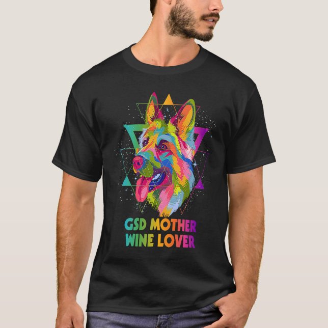 T-shirt GSD Mother Wine  German Shepherd Animal  Shepard   (Devant)