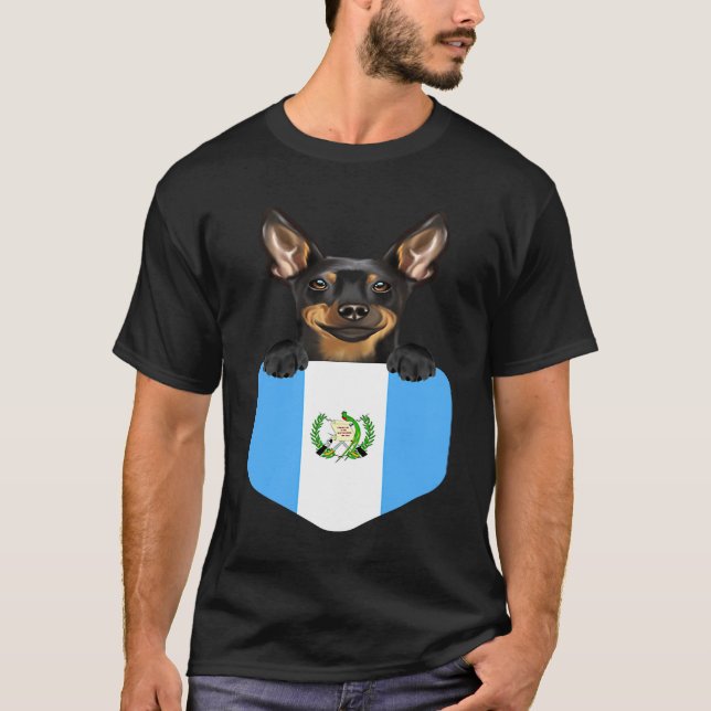 T-shirt Guatemala Flag Miniature Pinscher Dog In Pocket (Devant)