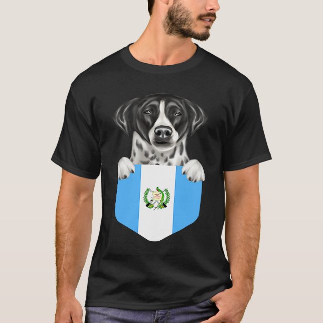 T-shirt Guatemala Flag Pointer Dog In Pocket (Devant)
