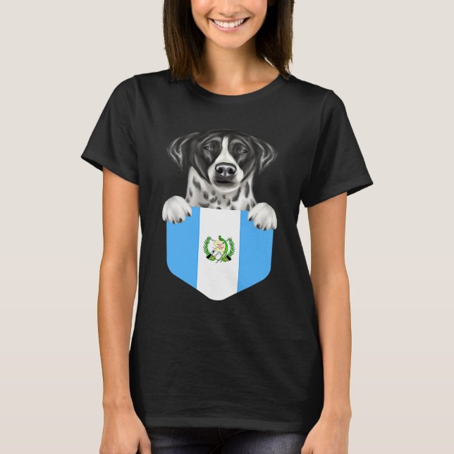 T-shirt Guatemala Flag Pointer Dog In Pocket (Devant)