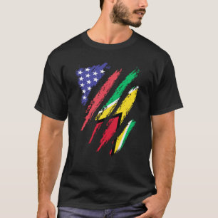 T-shirt Guayanais Patriot Américain Cultivé Coeur Drapeau