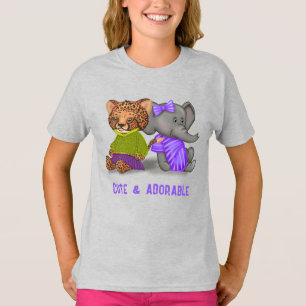 T-shirt Guépard et Éléphant Amis Mignons et Adorables