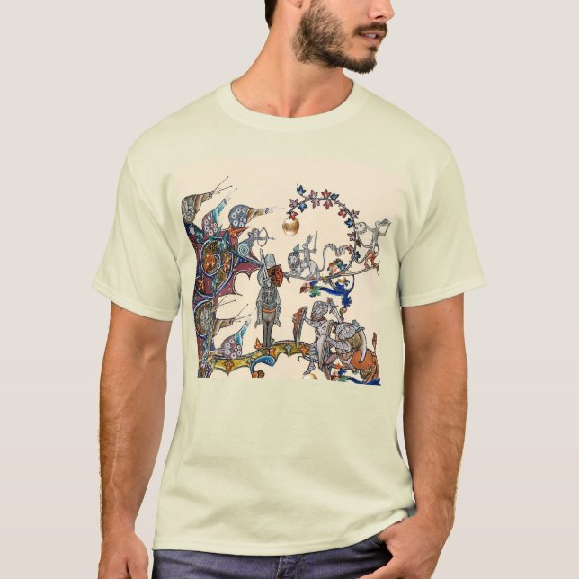 T-SHIRT GUERRE BESTIAIRE MÉDIÉVALE, CHEVALIERS, CRÈME DES  (Devant)