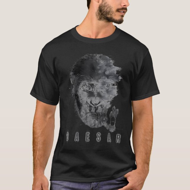 T-shirt Guerre Pour La Planète Des Singes César Monochrome (Devant)